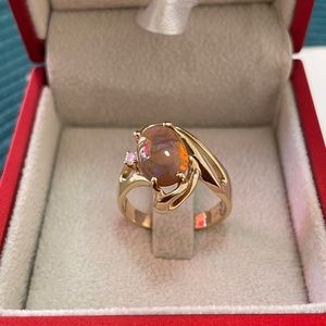14K Mountain opal ring with diamond